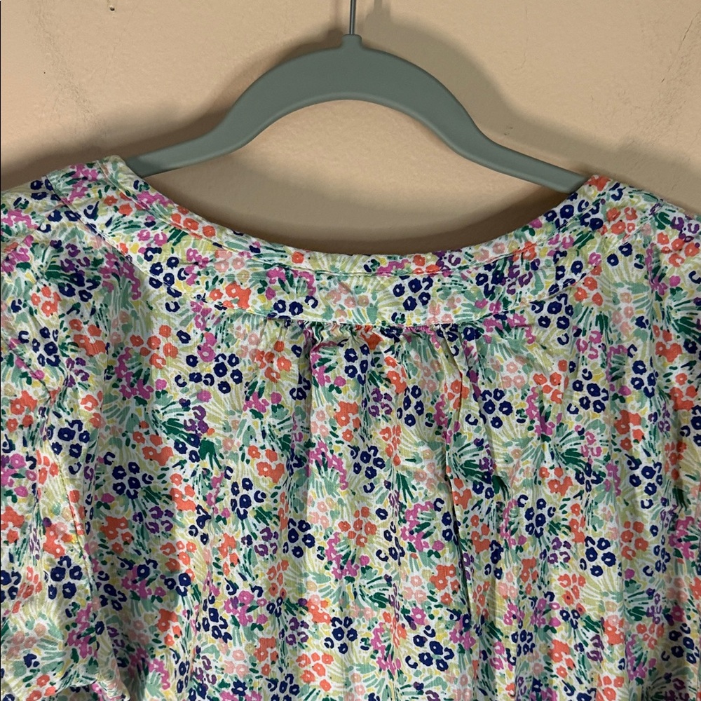 St. John's Bay Floral Short Sleeve Blouse - White, Blue, Pink, Green - Picture 7 of 7